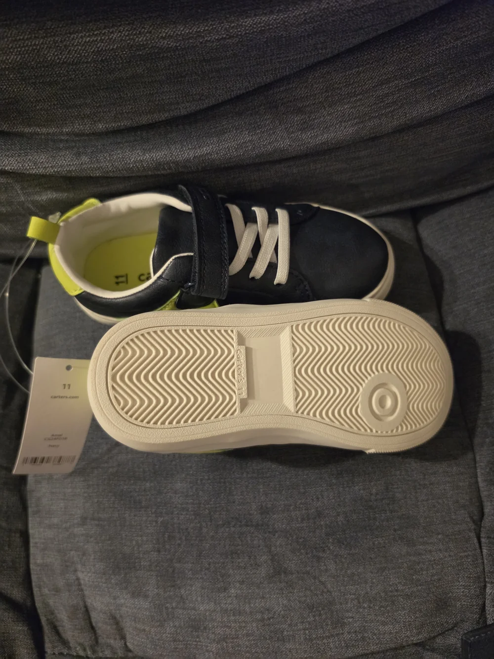 Carter's Navy and Neon Yellow Kids Sneakers Size 11